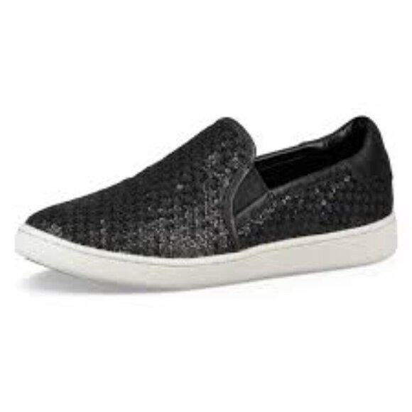 UGG women's CAS Glitter sneakers slip-on 10 stars sparkly black flats - Picture 2 of 9